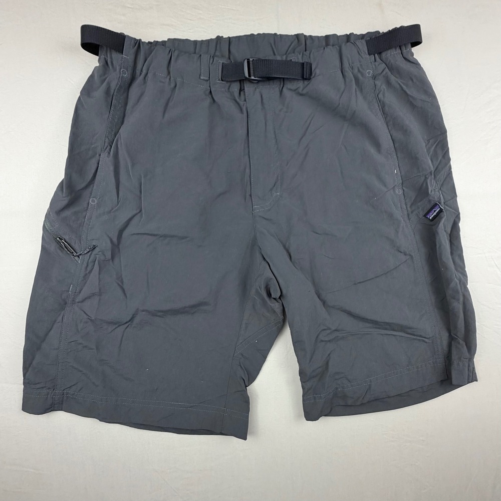 Patagonia Gi III Shorts Hiking Outdoor Mens M Gray Solid Belted Nylon 10 Inseam